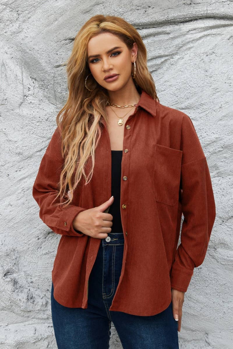 CWTSTL2122_WINTER LOOSE BUTTON-UP LONG-SLEEVED SHIRT TOPS