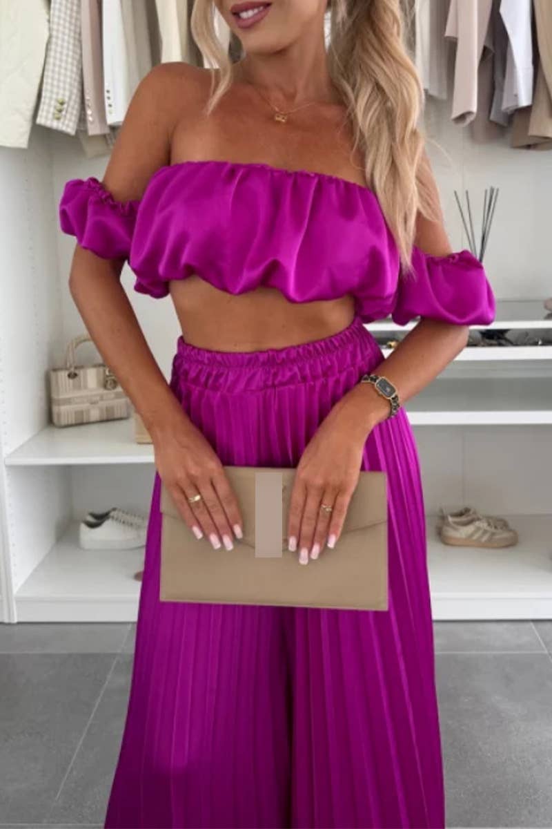 CWSS1204_SUMMER SOLID COLOR TEMPERAMENT TUBE TOP SUIT