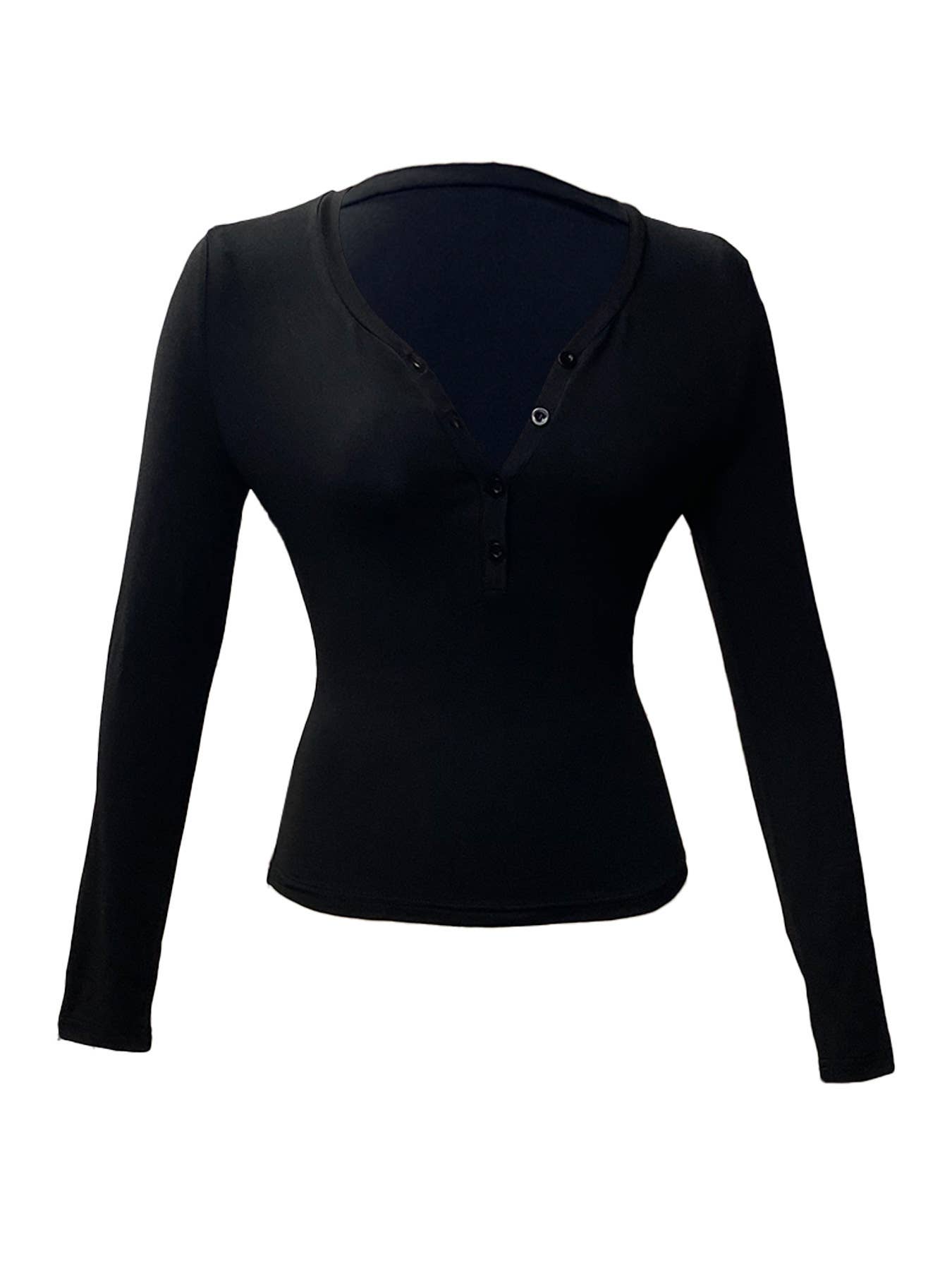 Button casual slimming knitted crop top T-shirt