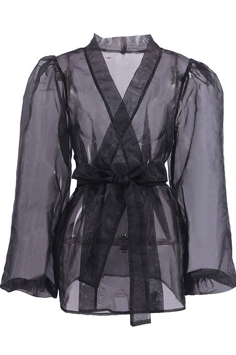 CWTBLL537_SHEER MESH LONG SLEEVE SHIRT BLOUSE