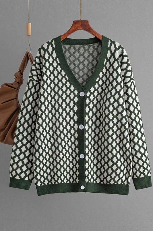 CWOCAL00672_LOOSE CASUAL JACQUARD KNIT CARDIGAN