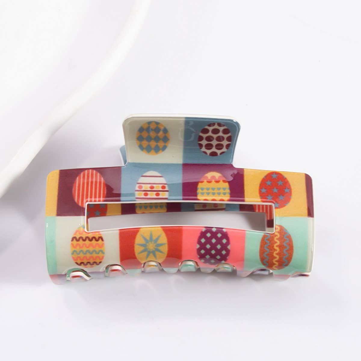CWAHA1390_COLOR MATCHING PRINTED RECTANGLE HAIR CLAW CLIP