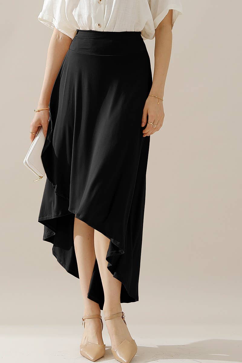 CWBLS127-P_PLUSSIZE OVERLAP HI-LOW MAXI SKIRT WITH FLARE HEM