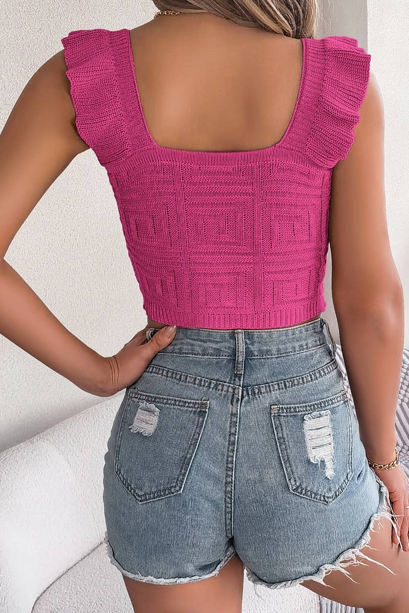CWOV0282_SLEEVELESS KNIT CROP TOP WITH WOODEN EAR TRIM