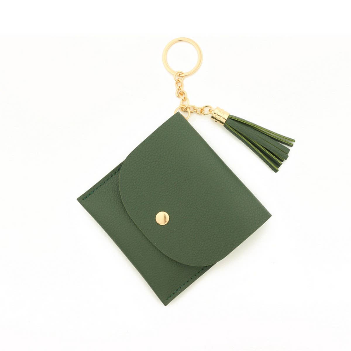 Solid PU Card Wallet with Tassel & Keychain_CWAB4965