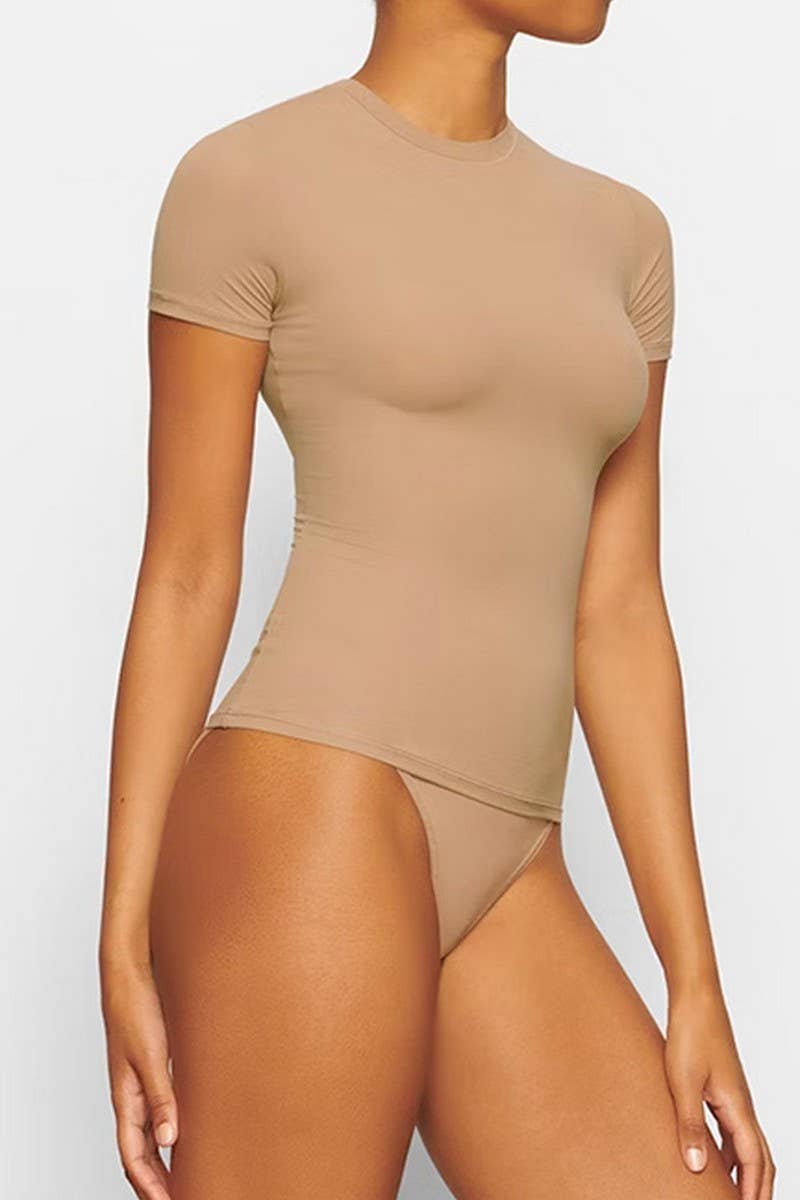 CWTBLS1913_SLIM FIT CROP TOP SEXY GIRL ROUND NECK T-SHIRT