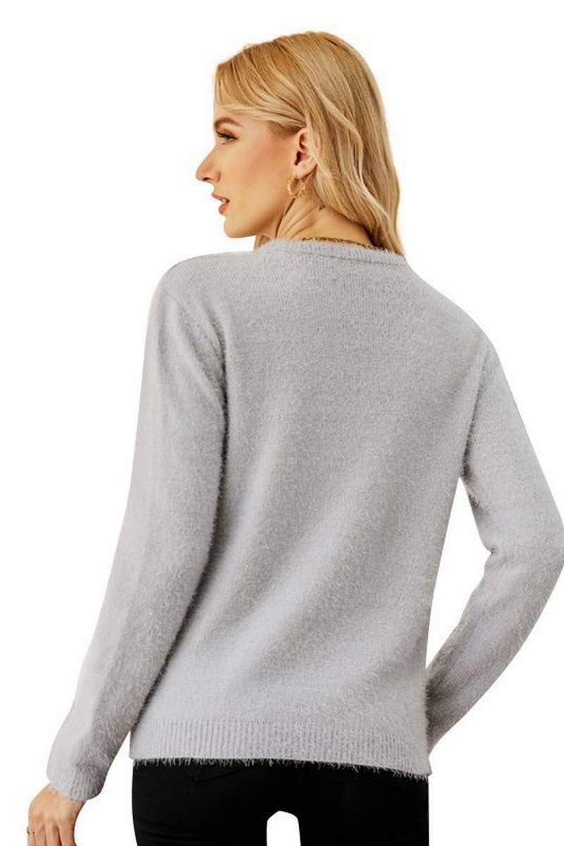 CWOSWL2494_CARTOON JACQUARD KNITTED CHRISTMAS SWEATER