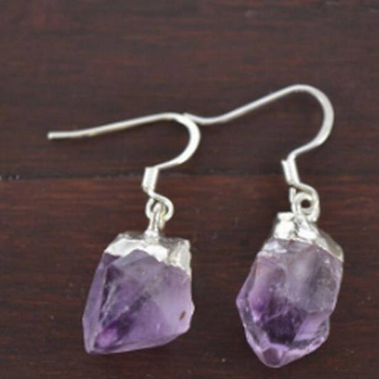 NATURAL CRYSTAL IRREGULAR ORIGINAL STONE EARRINGS