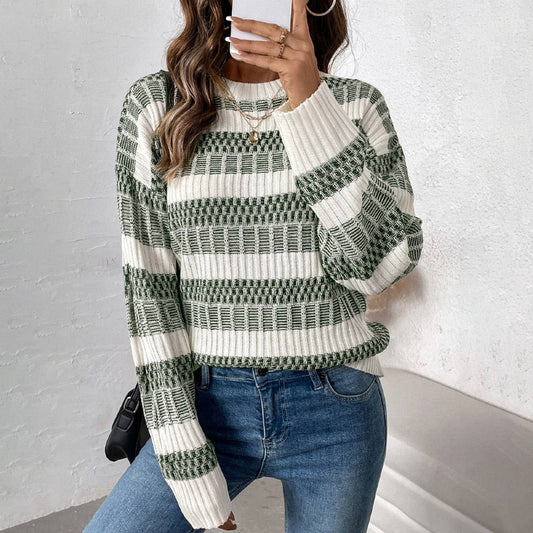 Casual striped color pullover sweater