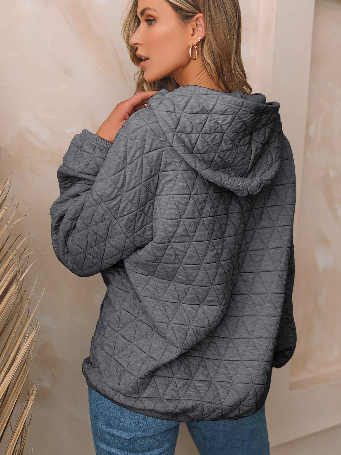 CASUAL STYLE LONG SLEEVE SOLID COLOR HOODIE