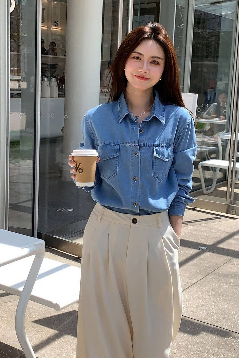 CWOBL00211_RETRO LONG-SLEEVED LAYERED LOOSE SHIRT