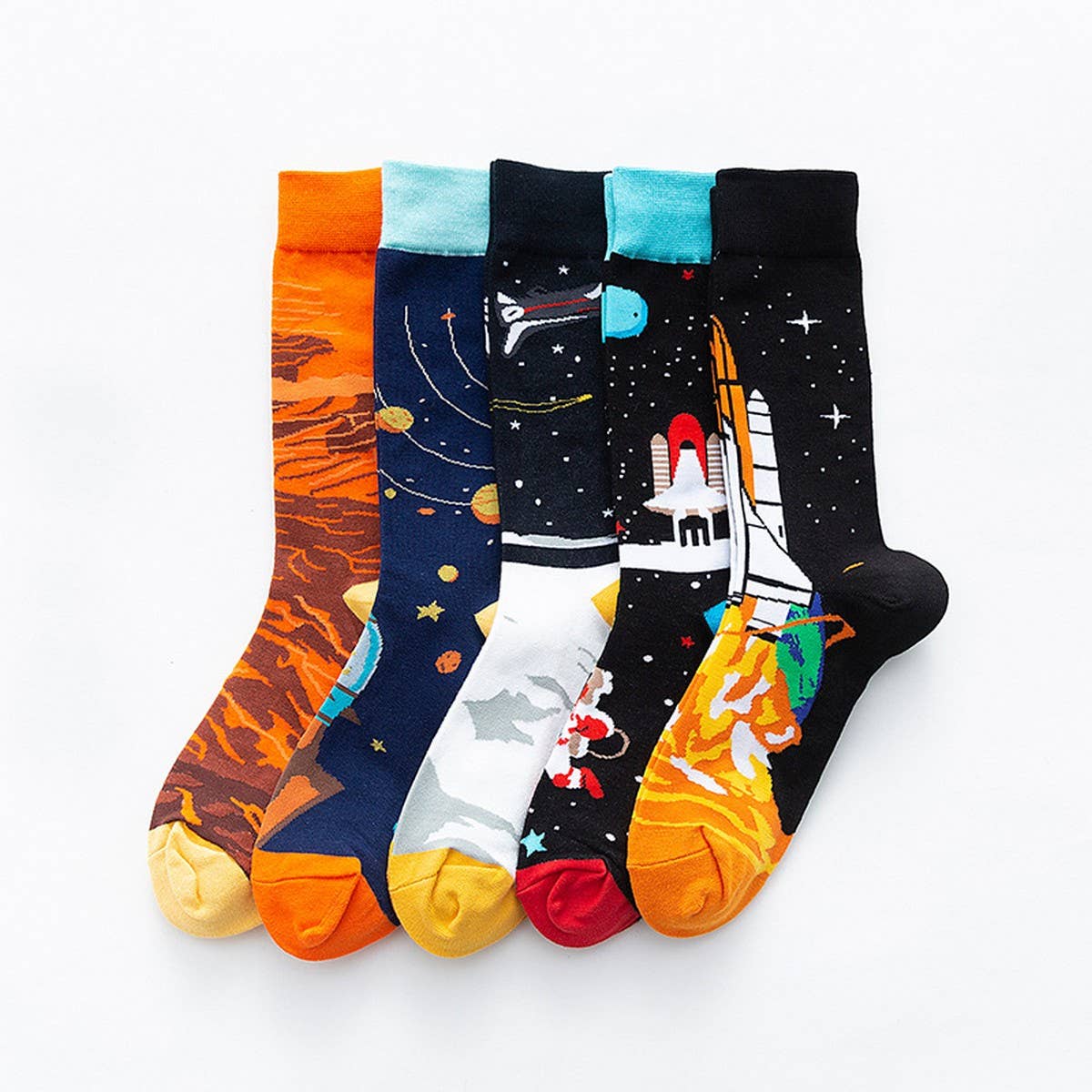 CWMS02733_COLORFUL CREW SOCKS CASUAL SPRING FALL WINTER