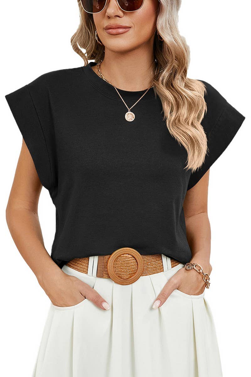 CWTBLS0864_ROUND NECK SOLID COLOR RAGLAN SLEEVE T-SHIRT