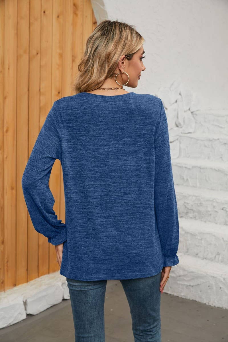 CWTBLL1048_SOLID COLOR LONG SLEEVE ROUND NECK CASUAL TOP