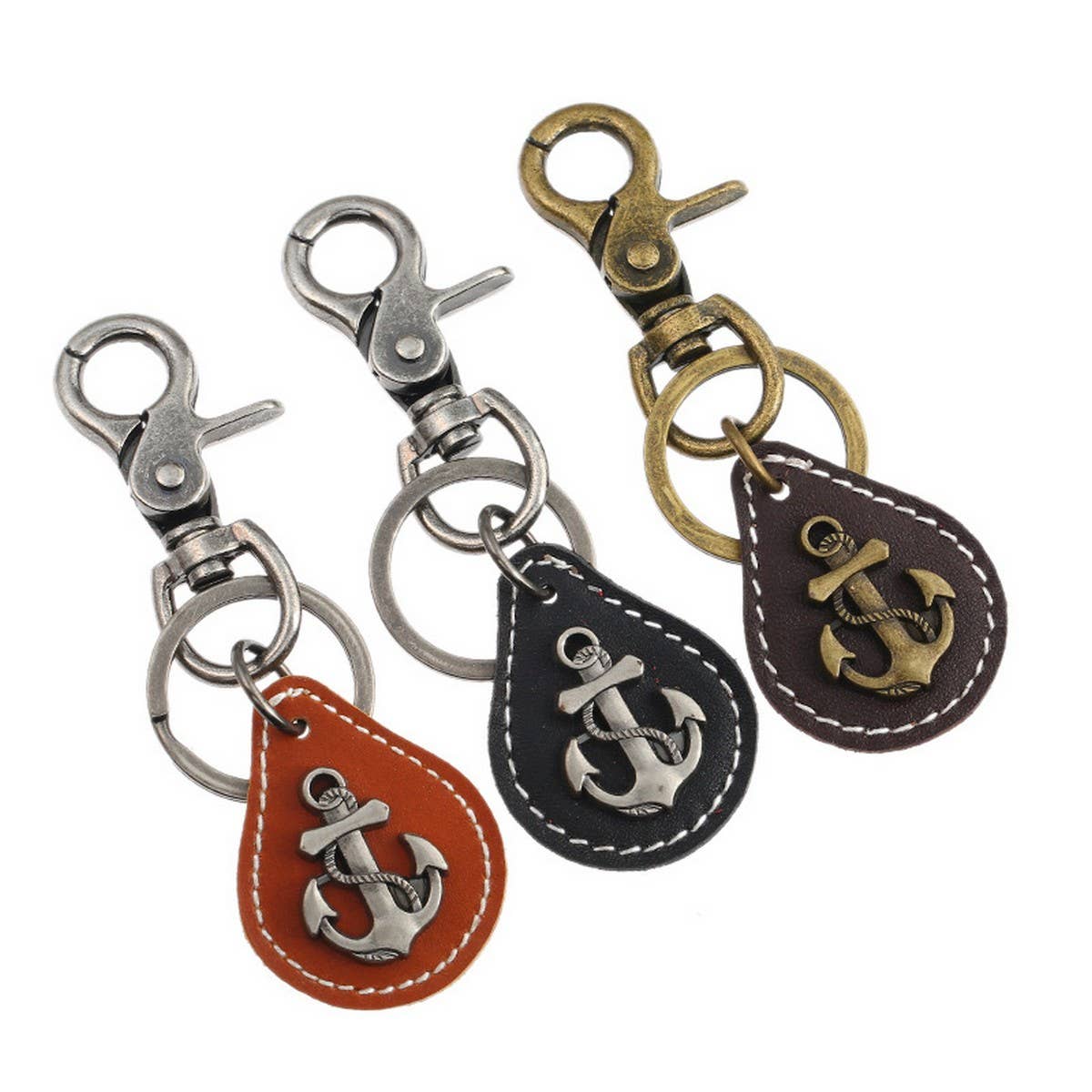 VINTAGE MEN'S BRONZE ALLOY COWHIDE KEYCHAIN