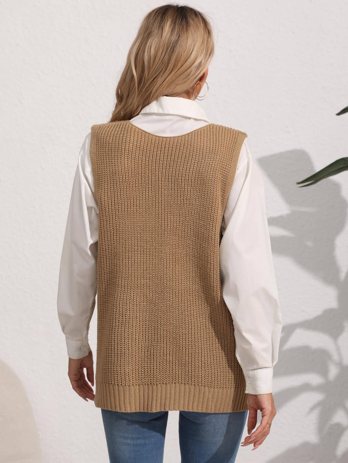 DOUBLE POCKET STITCHING V-NECK WAISTCOAT