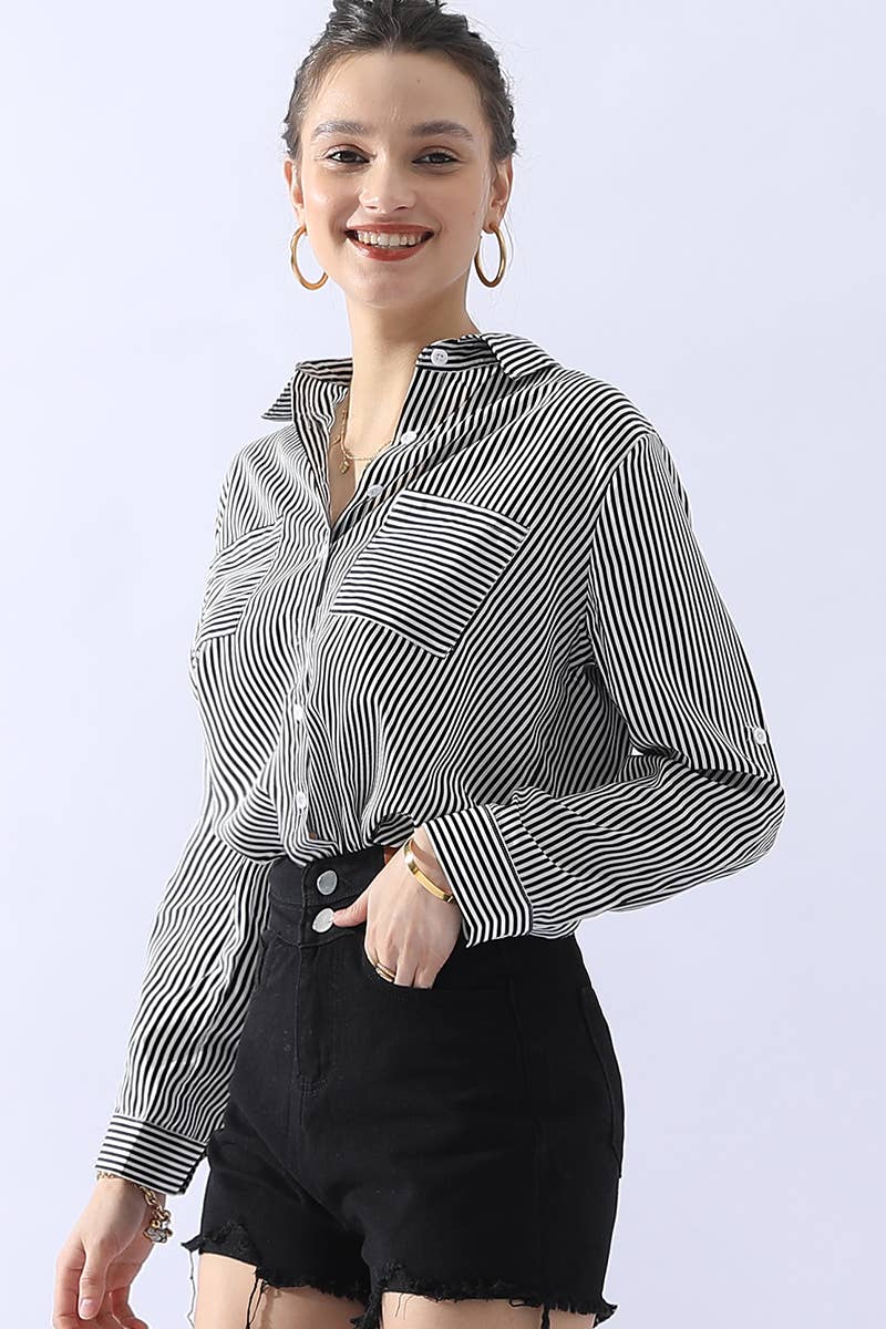 CWTSTL716_Striped Button Down Long Sleeve Collared Shirts