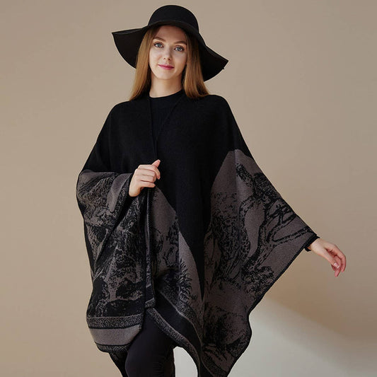 CAPE DARK DOUBLE-SIDED WARM OUTER WEAR THICK SHAWL_CWASC2126