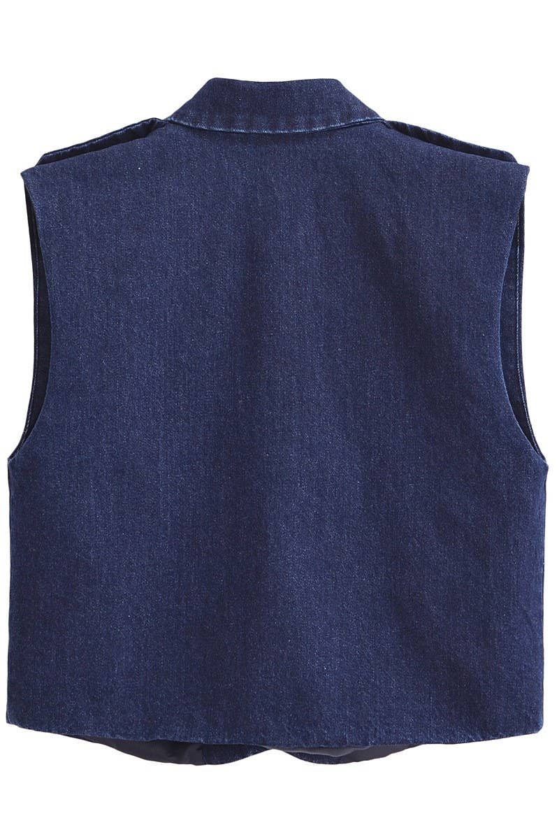 CWSBSSL0151_DENIM SUIT VEST + PANTS PERSONALITY STREET SUIT