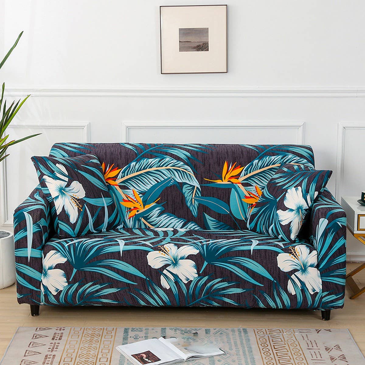 Modern Knit Sofa Cover, Stretch Fit, Solid Color