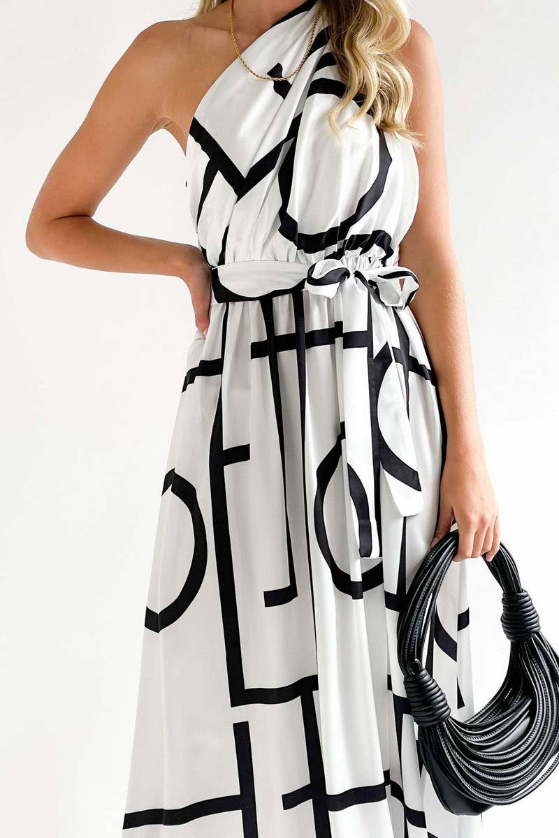 CWDMD1611_SLANT SHOULDER SLEEVELESS SEXY PRINT MAXI DRESS