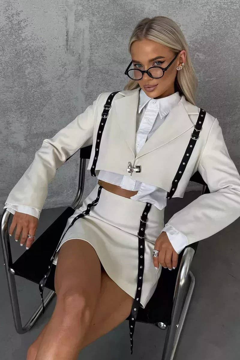 CWSTB1516_LEATHER BELT CONTRAST COLOR SMALL SUIT