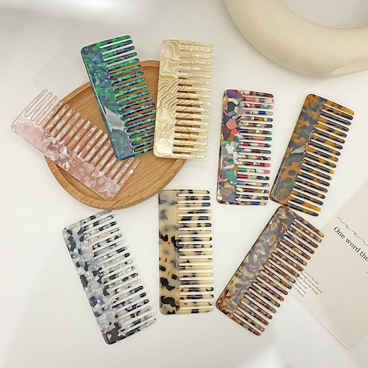 Retro Acetate Hair Comb Floral Colorful Design_CWMM6401