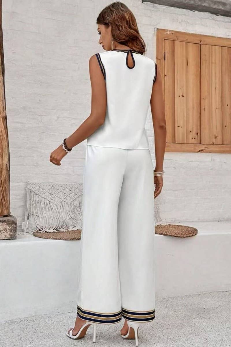 CWSTB2011_SLEEVELESS TANK TOP & WIDE LEG PANTS SET