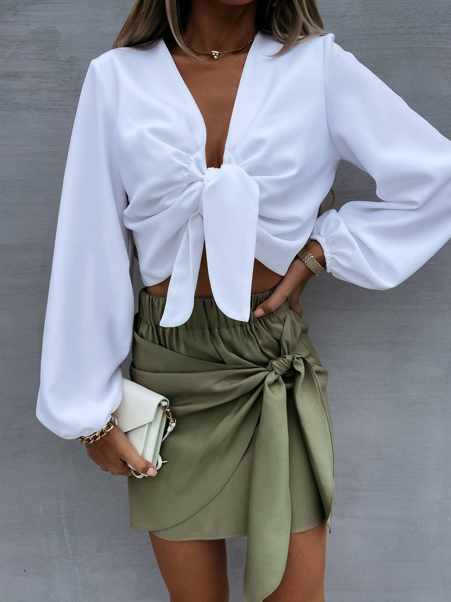 CASUAL DESIGN LACE-UP SOLID COLOR SHORT SKIRT