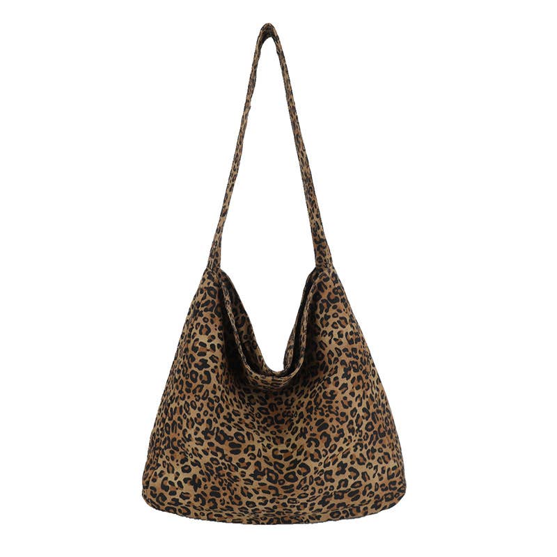 Fashionable leopard print hand-held tote bag