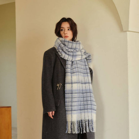 Colorblock Plaid Wool Blend Scarf ? Unisex Wrap