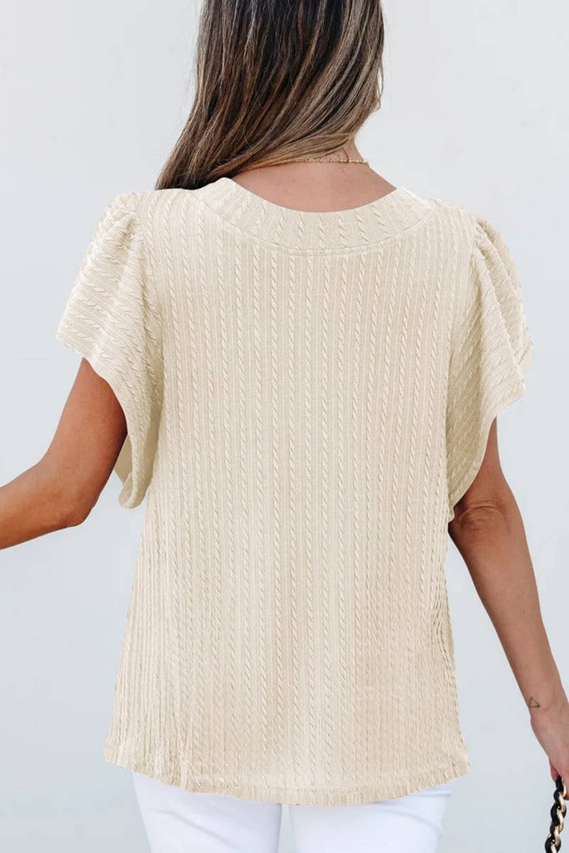 CWTBLS1811_SUMMER DOUBLE-LAYER RUFFLE SHORT-SLEEVED T-SHIRT