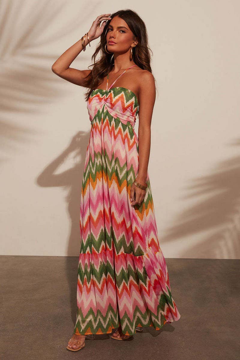 CWDHL0933_SEXY COLORBLOCK SPAGHETTI STRAP FLOWY DRESS