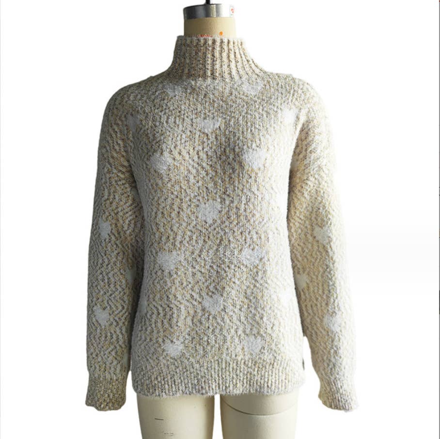 CHENILLE LOVE HALF TURTLENECK FASHION KNITWEAR