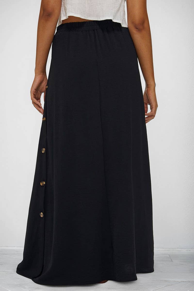 CWBLS0655_BUTTON FRONT POCKETED CASUAL MAXI SKIRT