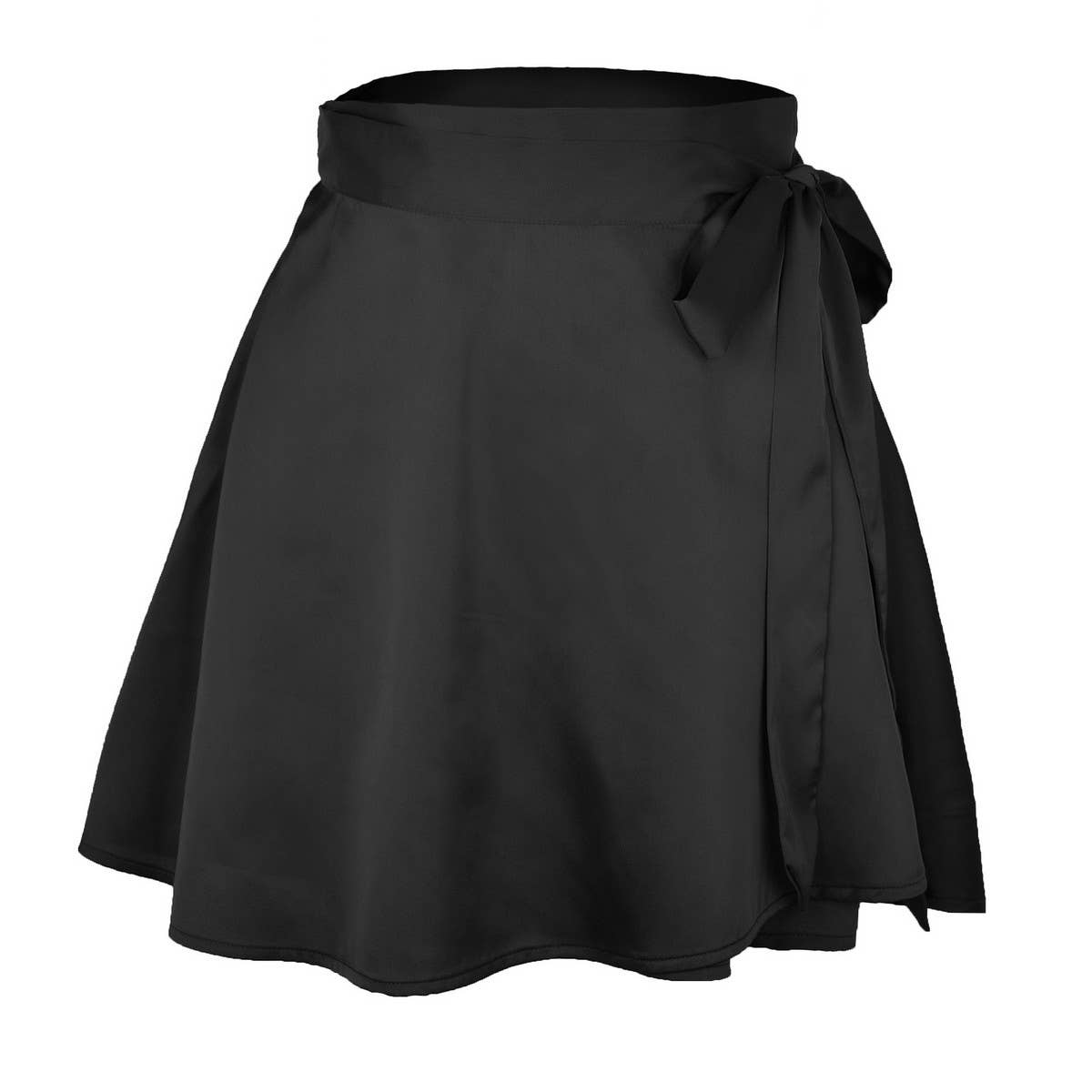 SOLID COLOR SKIRT HIGH WAIST LACE UP SHORT SKIRT_CWAB4789