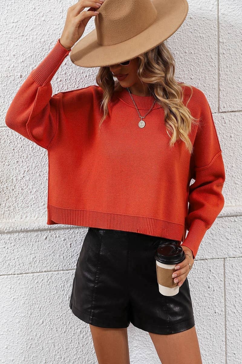 CWOSWL607  Long Sleeve Loose Neck Pullover Sweater