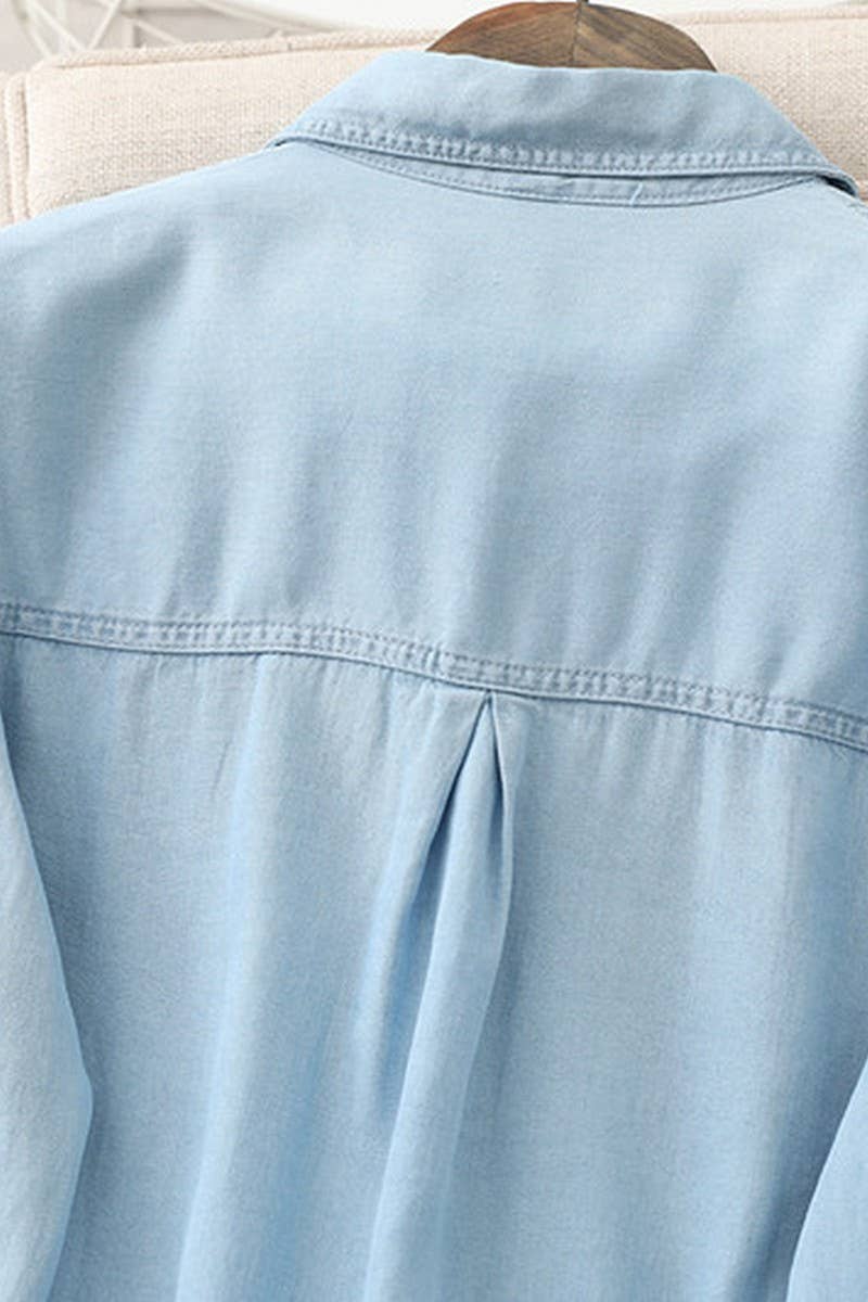 CWOCO0990_SOFT TENCEL LOOSE DENIM BLUE SHIRT COAT