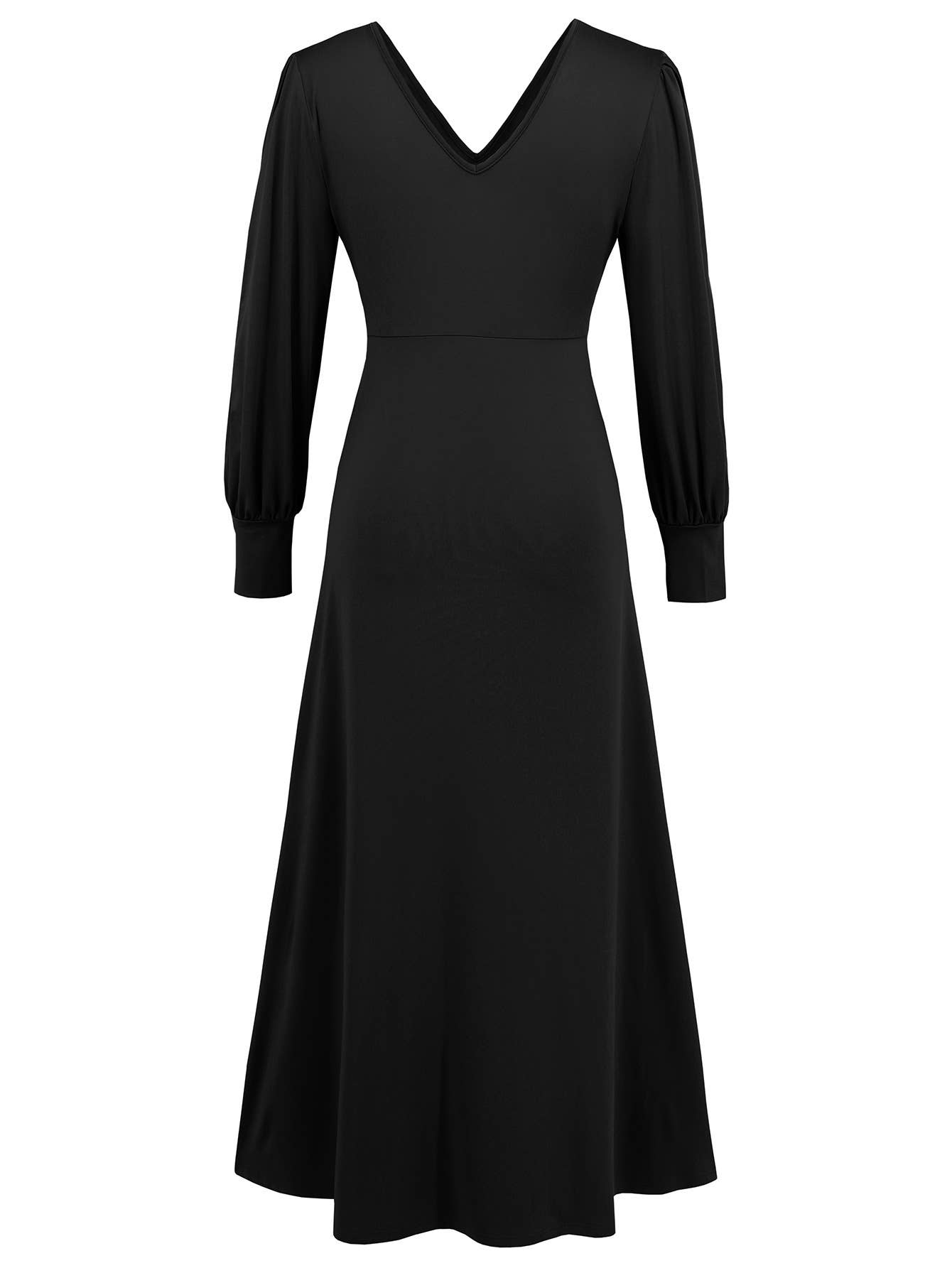 Elegant French Style Long Sleeve Slit Midi Dress