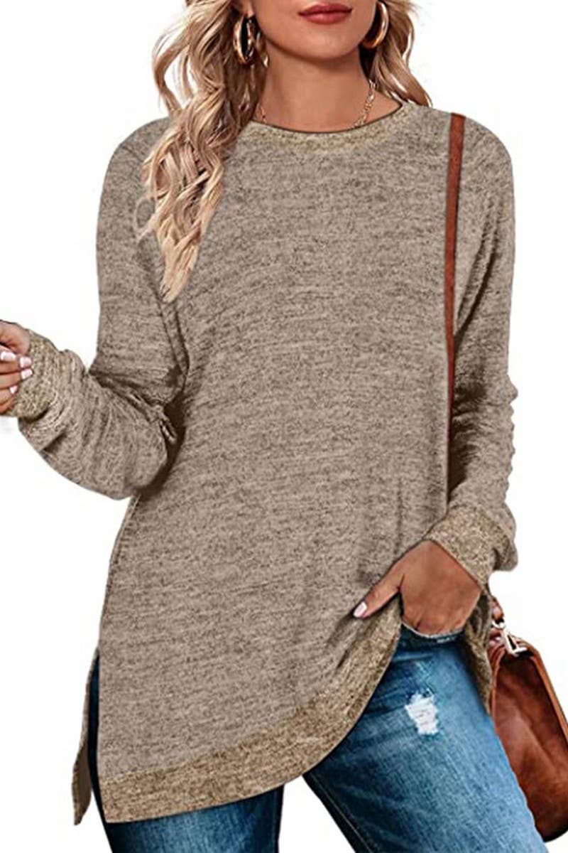 CWTBLL3686_COLORBLOCK SLIT LOOSE CASUAL PULLOVER TOP