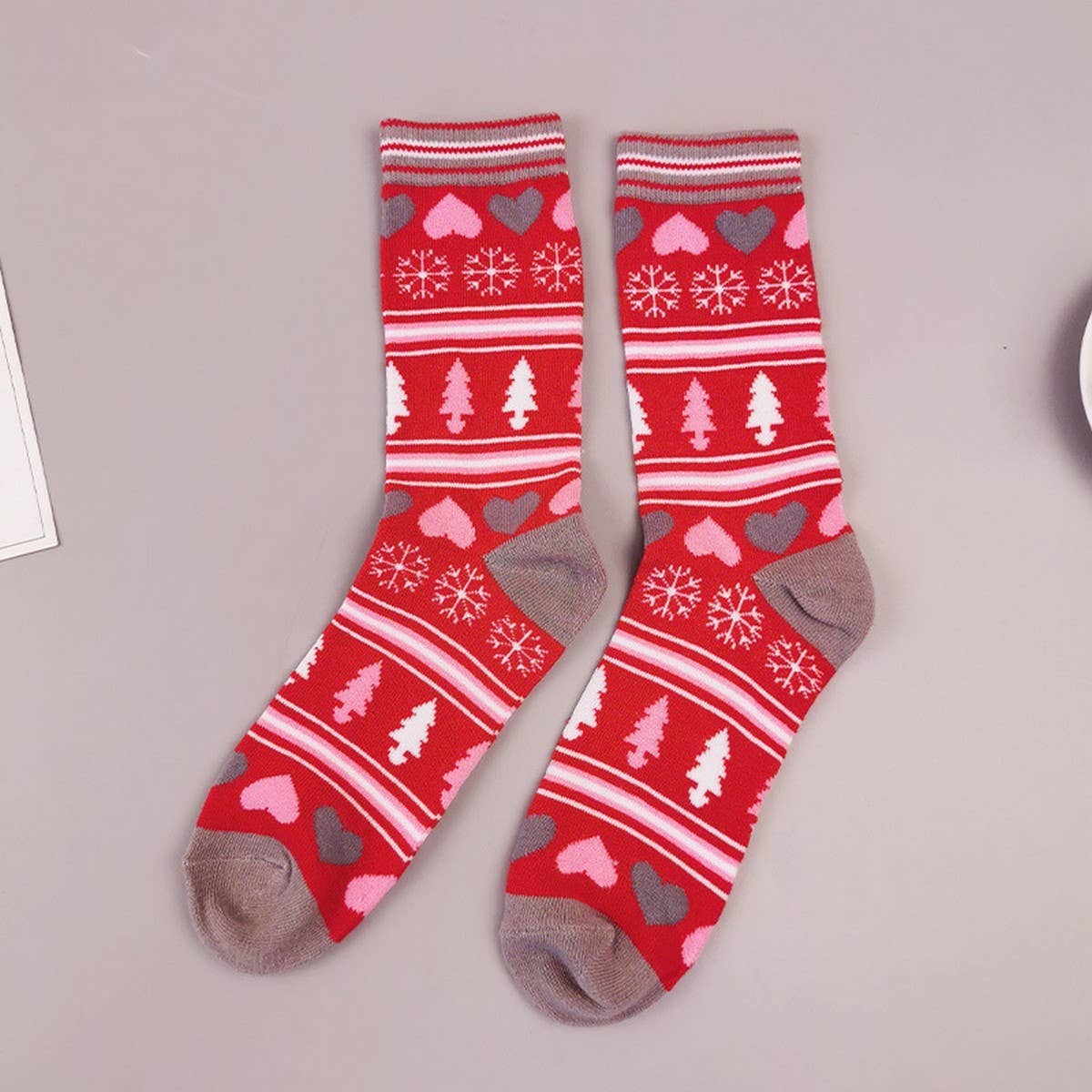 CWMM10092_CHRISTMAS REINDEER  CREW SOCKS UNISEX