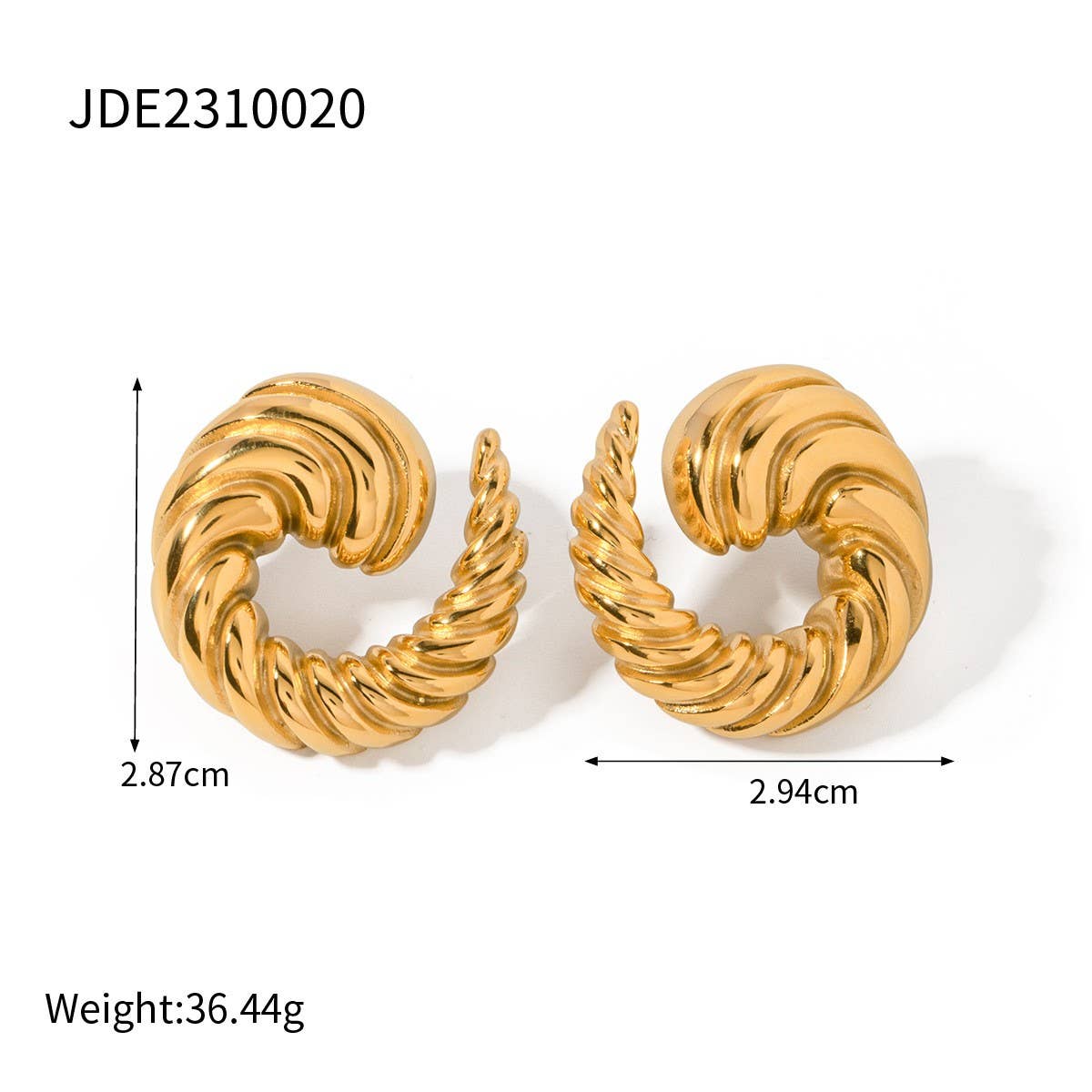 SIMPLE AND STYLISH 18K GOLD SPIRAL EARRINGS