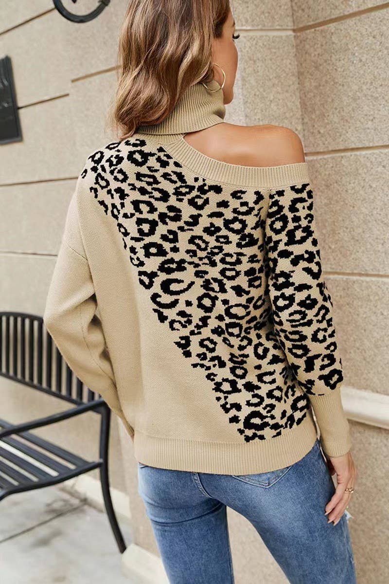 CWOSWL6268_LEOPARD PRINT OFF-SHOULDER KNITTED SWEATER