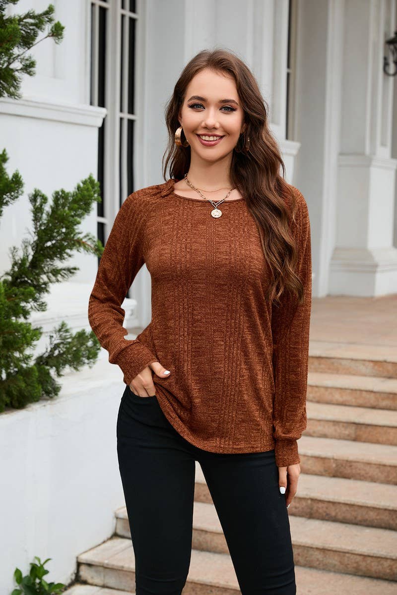 CWTBLL3653_SPRING AND AUTUMN LIGHT CASUAL ROUND NECK PULLOVE