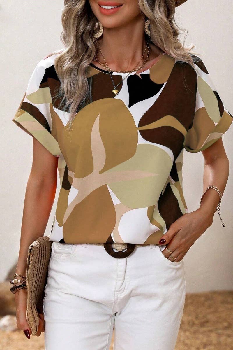 CWTBLS1142_SUMMER PRINT MULTI-COLORED SHORT-SLEEVED TOP