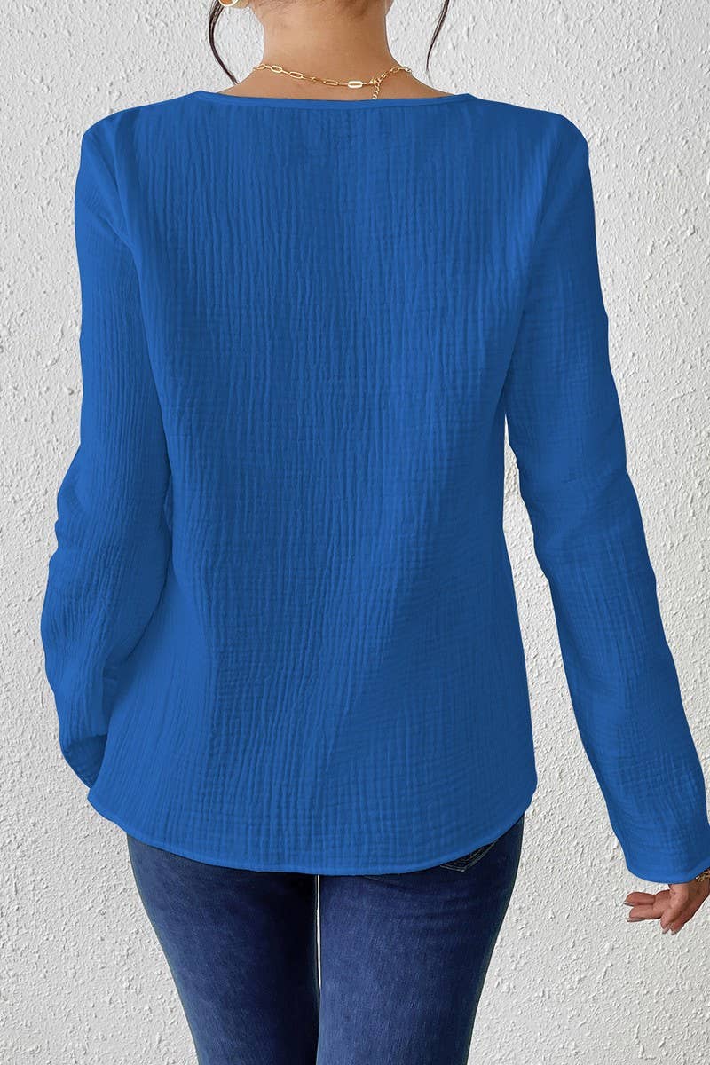 CWTBLL3850_SLIM FIT SOLID COLOR COTTON-LINEN PULLOVER SHIRT