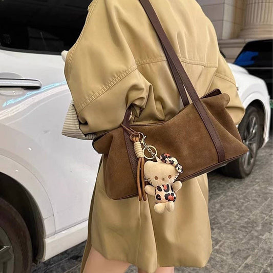 SUEDE AND MATTE COWHIDE SIMPLE SHOULDER BAG_CWAB4120