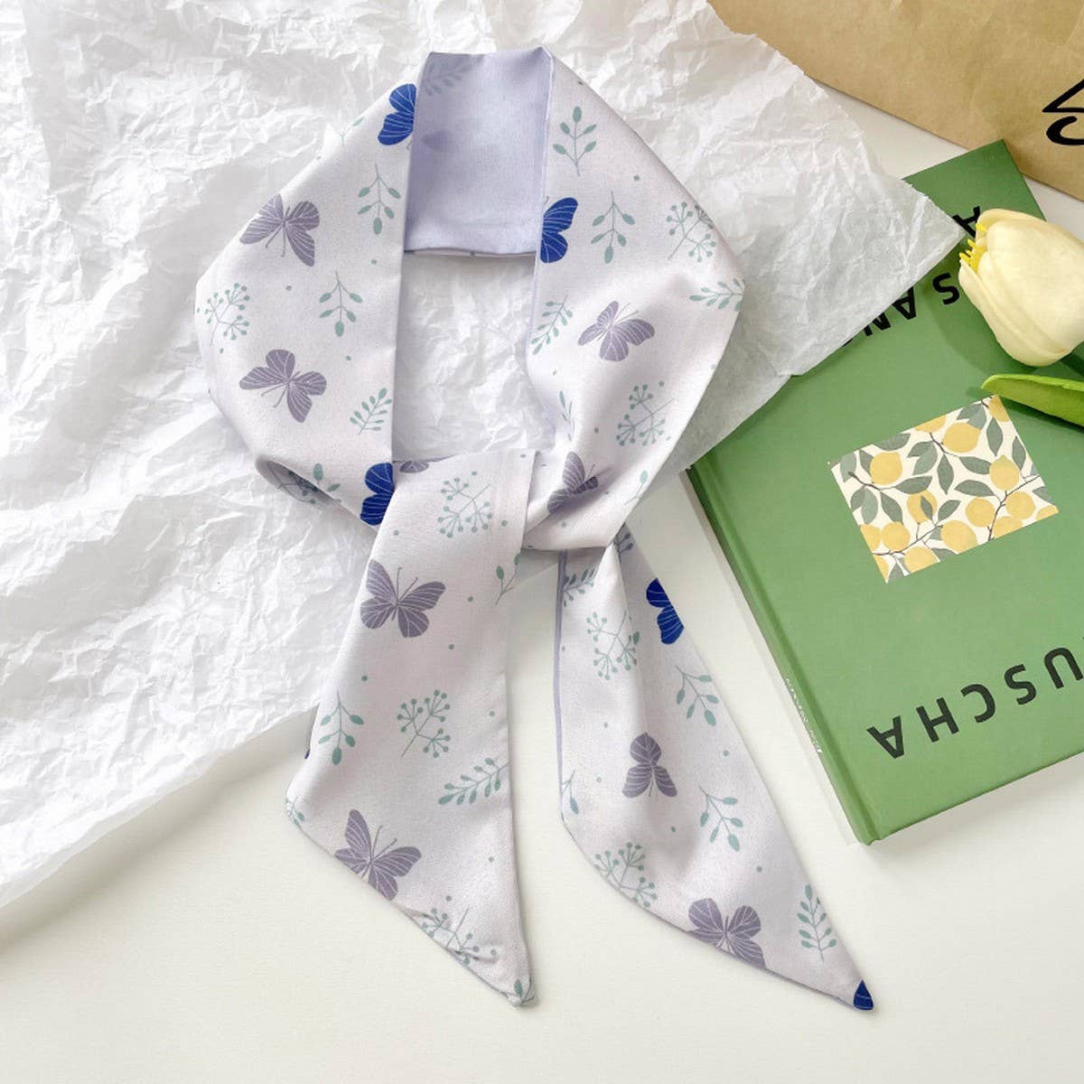 FASHIONABLE AND VERSATILE NARROW LONG SILK SCARF_CWAHA4137