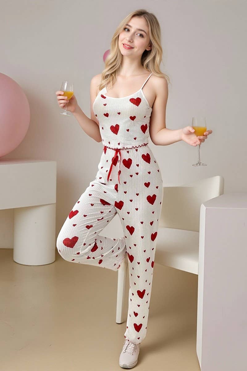 CWSPJ00494_HEART RIBBED CAMI AND PANTS LOUNGEWEAR SET