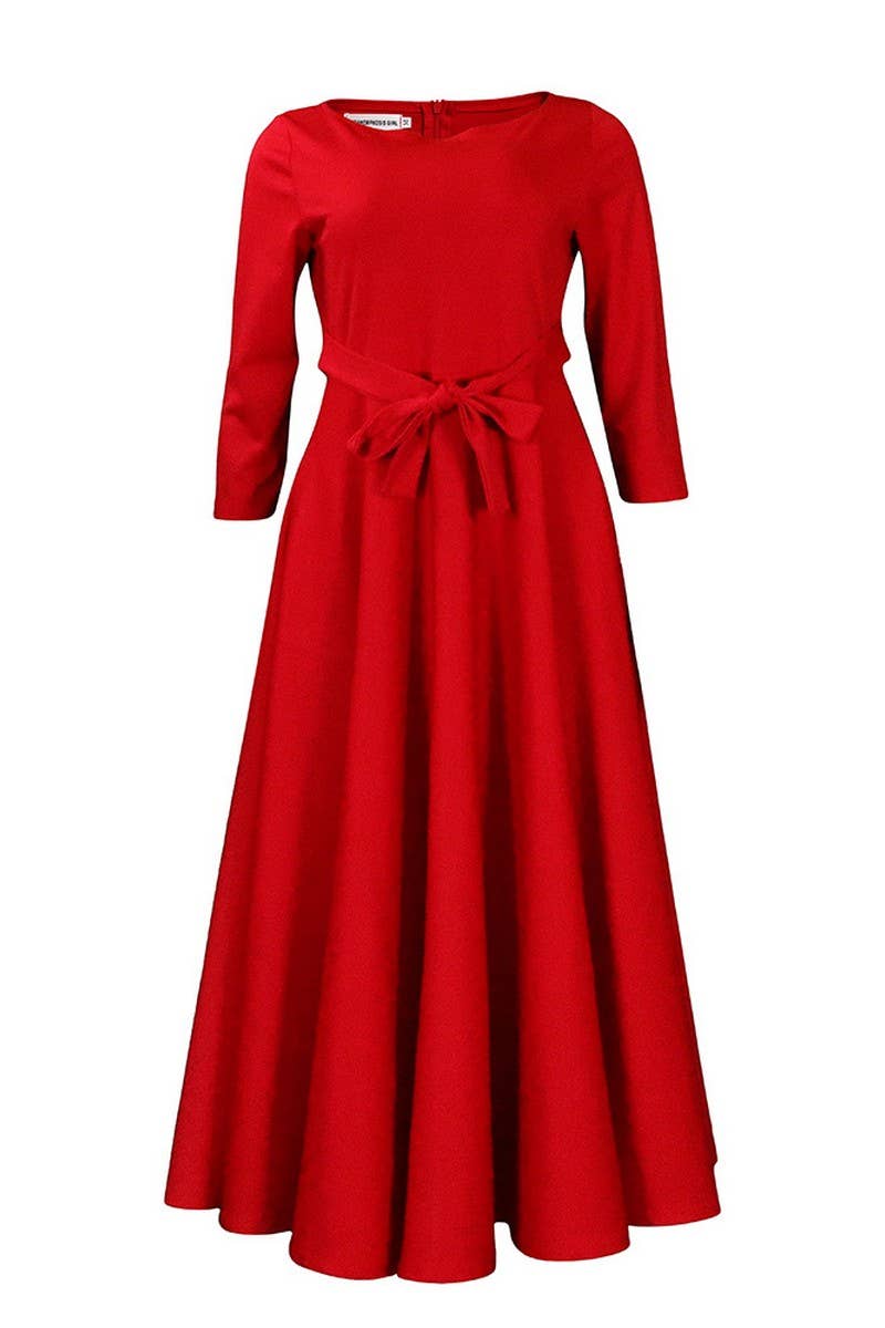 CWDMD01256_2024 PLUS SIZE WOMEN BELTED ELEGANT MAXI DRESS